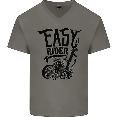 Buy Easy Rider Motorcycle Motorbike Biker Mens V-Neck Cotton T-Shirt • 11.99£