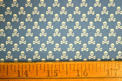 Buy 100% Cotton Poplin Fabric Skulls And Cross Bone & Stripe.  • 4.99£