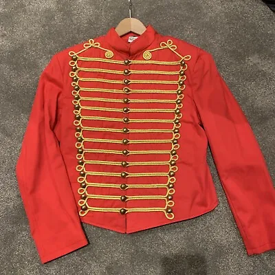 Buy Mens Red Gold Hussar Jacket Steampunk Napoleon Military Drummer Parade Jacket • 50£