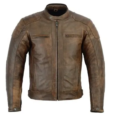 Buy Rksports 06 Mens Brown Fashion Leather Motorcycle Motorbike Jacket With Armour • 64.99£