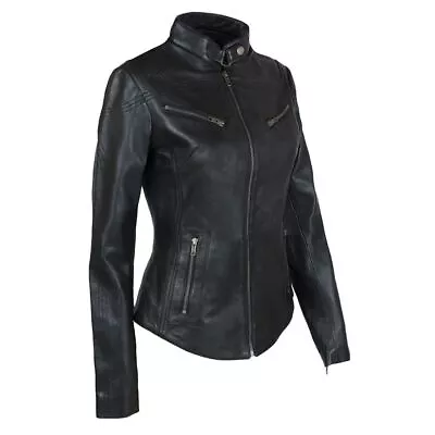 Buy Women's Real Leather Jacket Biker Fitted Fashion Jacket - Black • 79.99£