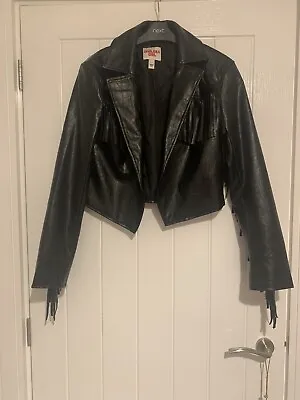 Buy River Island Chelsea Girl Croc Fringed Faux Leather Crop Jacket 8 Sold Out  • 29£