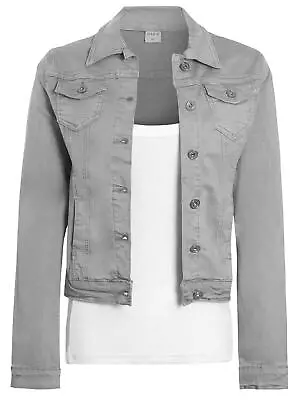 Buy Womens Denim Jacket Jeans Stretch Twill Jackets Grey Beige Black Size 10 12 14 8 • 26.95£