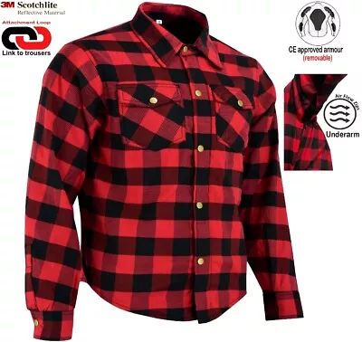 Buy Mens Lumberjack Kevlar Lined Ce Protect Armour Motorbike Motorcycle Check Shirt • 39.99£