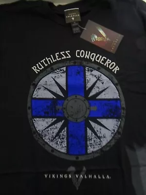 Buy Vikings Valhalla Ruthless Conqueror T-Shirt Size Medium Black • 12.99£