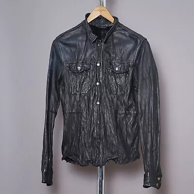 Buy ALL SAINTS LORRIMER Leather Shirt Jacket SMALL Mens Black Biker Celebrity B23 • 199.99£