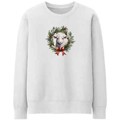 Buy Christmas Lamb Wreath Womens Sweatshirt Wildlife Animal Her Xmas Sweater Men ... • 24.99£