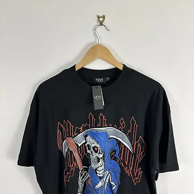 Buy Men's BoohooMAN Oversized Grim Reaper Graphic Black T-Shirt Small • 7£