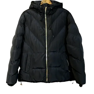 Buy Quiz Black Woven Chevron Puffer Jacket Size 16UK • 22£