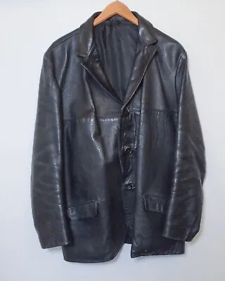 Buy Gents Vintage 1960's Black Leather Jacket Sz 44 Inch Chest Mod Style • 40£