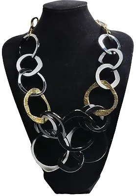 Buy Statement Necklace Costume Jewellery Acrylic Lucite Metal Asymmetrical Rings • 5.95£