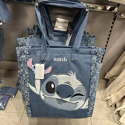 Buy Disney Stitch Denim Zippered Shopper Tote Bag • 23.45£