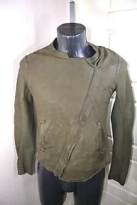 Buy Rehard Italian Designer Ladies Olive Green Leather Jacket Size EU 42 UK 8 A16 • 24.99£