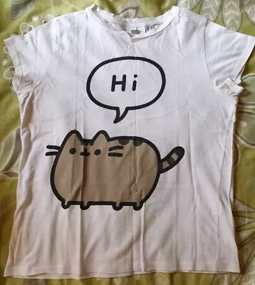 Buy Primark Pusheen The Cat Hi Bye Front Back White T-Shirt Sz 10 • 12£