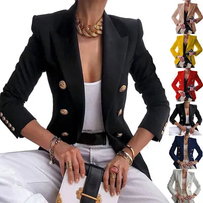 Buy Womens Slim Fit Blazer Suit Coat Long Sleeve Autumn Cardigan Jacket Outwear Tops • 11.03£