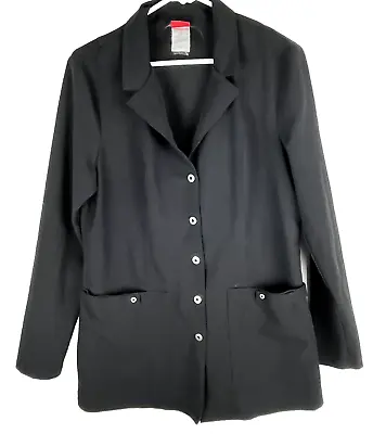 Buy Dickies Jacket Womens M/L Black Workwear Lightweight Lab Coat Jacket Blazer READ • 14.94£