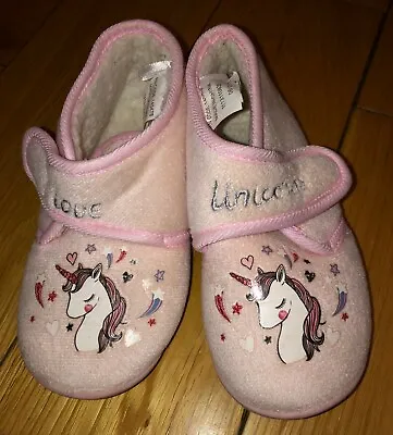 Buy Girls Light Pink Unicorn Slippers Size UK 11 • 6£