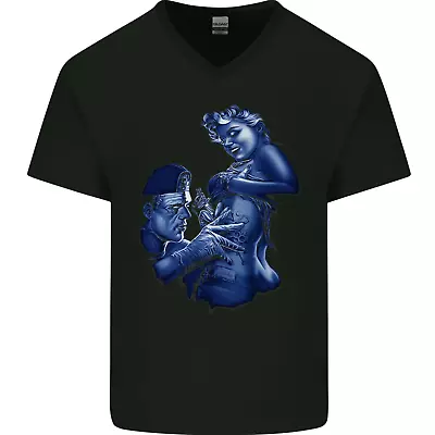 Buy Frankenstein Tattooing Marilyn Halloween Mens V-Neck Cotton T-Shirt • 9.99£