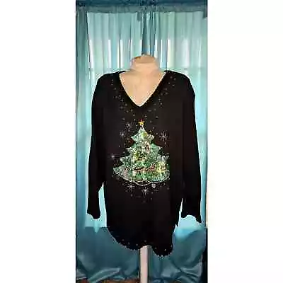 Buy Quacker Factory Beaded Christmas Tree Sweater 1X • 33.15£