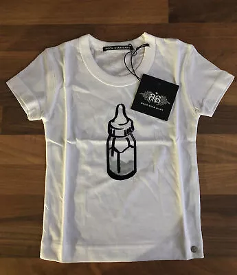 Buy Rock Star Baby White Tshirt With Bottle Motif Size 3-6 Months Brand New  • 3.99£