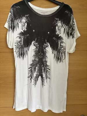 Buy All Saints Ladies T-shirt Ivory /grey Size Small • 9.99£