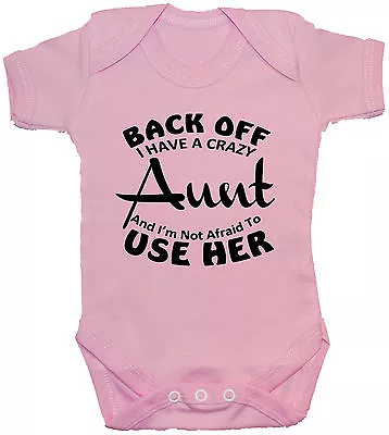 Buy Back Off Crazy Aunt Baby Grow/Bodysuit/Romper/T-Shirt NB-24m Funny Boy Girl • 9.49£