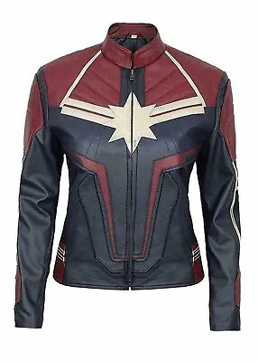 Buy Womens Captain Marvel Legends Brie Larson Endgame Costume Faux Leather Jacket • 27.99£