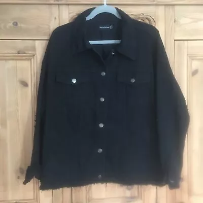 Buy Ladies Black Jean Jacket By Pretty Little Thing Size 12 Vgc Worn Once  • 10£