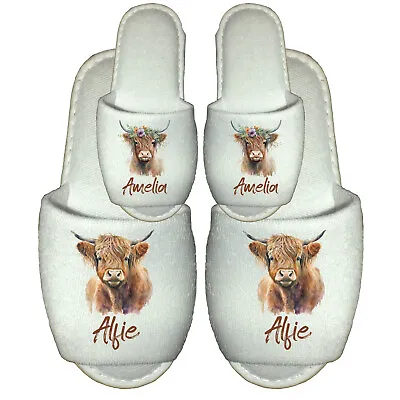 Buy Personalised Highland Cow Spa Slippers • 6.49£