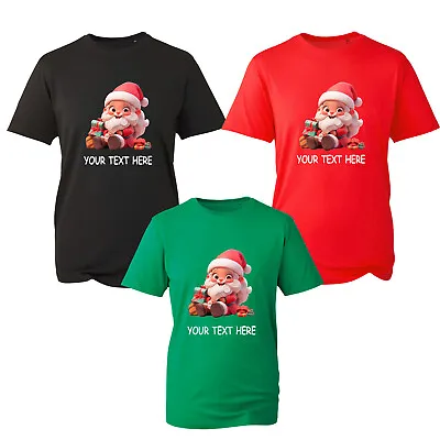 Buy Personalsied Santa Cartoon Custom Smile Kids Your Name Merry Christmas T-Shirt • 13.99£