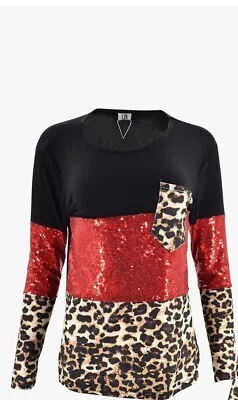 Buy Leopard Print Long Sleeve Sweater Casual Top For Women Size 2XL • 8.52£