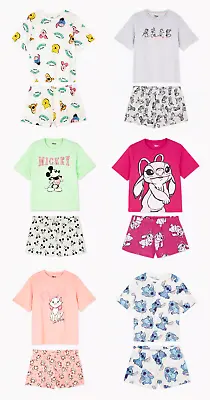 Buy Ladies Disney Character Pyjamas Woman 6 - 24 T-Shirt Shorts Nightwear Primark • 17.95£