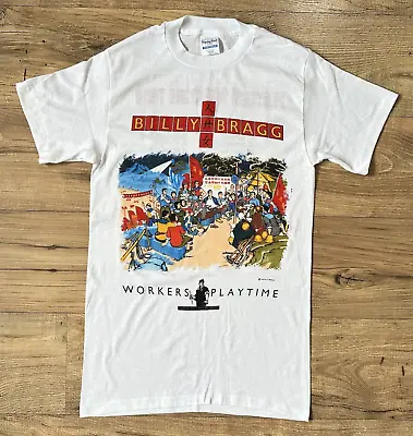 Buy Vintage 1988 Billy Bragg Players Worktime Tour T-Shirt M • 52.50£