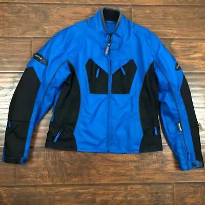 Buy Women Schott Nyc Pro Esp Blue Black Padded Racer Motorcycle Jacket Size L • 38.91£
