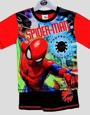 Buy Official Boys Marvel Spider-Man Shorts Pyjamas Kids Ages 5 6 8 10 • 8£