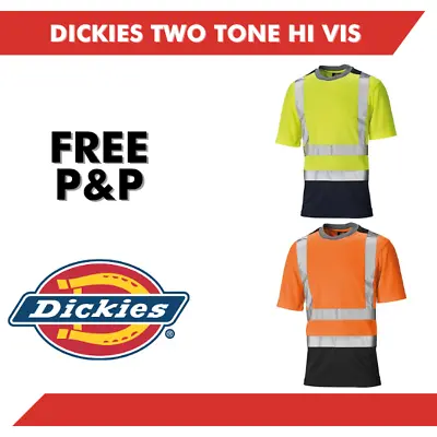 Buy Dickies Two Tone Short Sleeve Hi Vis T-Shirt 2XL SA22081 Yellow/Navy Orange/Navy • 11.99£