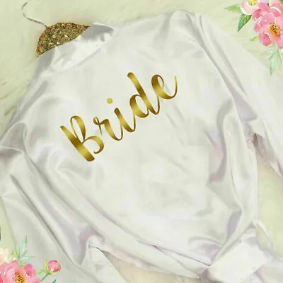 Buy Gown Kimono Personalised V Neck Satin Bride Robe Pyjamas Bridesmaid Wedding • 8.81£