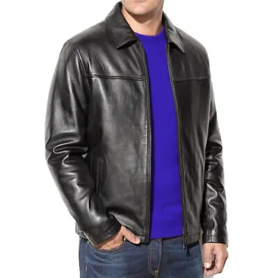 Buy Mens Vintage Cafe Racer Black Leather Jacket Slim Fit Biker Coat • 28.99£