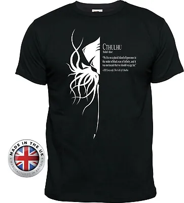Buy Cthulhu Black Printed T Shirt, Lovecraft, Call Of Cthulhu Unisex+Ladies Fitted • 14.99£