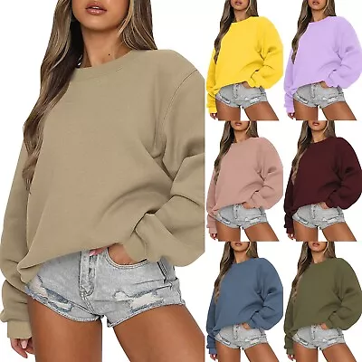 Buy Women Round Neck Sweatshirts Loose Hoodies Pullover Tops Shirts Going Out Shirts • 13.50£
