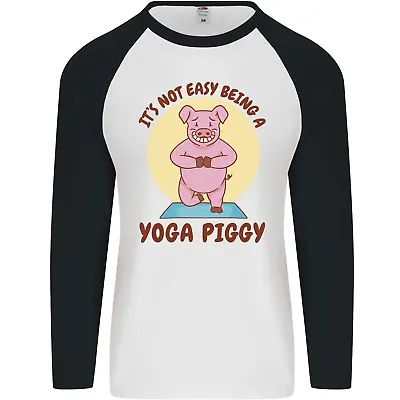 Buy It's Not Easy Being A Yoga Piggy Funny Pig Mens L/S Baseball T-Shirt • 9.99£