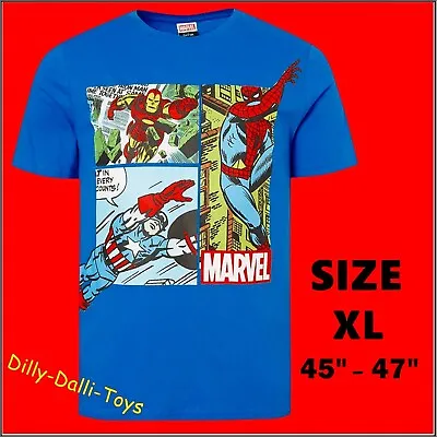 Buy Mens Size XL Marvel Spiderman Captain America Ironman Blue T-Shirt Top 45-47  • 9.99£