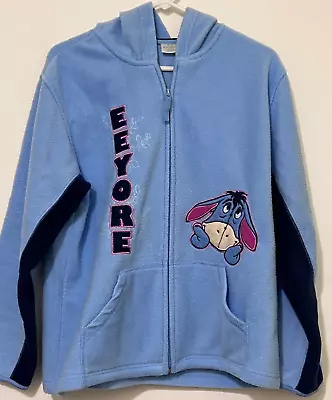 Buy Vintage Disney Womens Medium Eeyore Fleece Zip-Up Blue Embroidered Fleece Hoodie • 14.13£