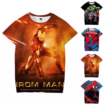 Buy Kids Boys Marvel Superhero Printed T Shirt Summer Short Sleeve Casual Tee Top> • 9.41£