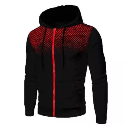 Buy Mens Zip Up Hoody Plain Hoodie Zipper Sports Jumper Hooded Coat Warm Jacket • 9.99£