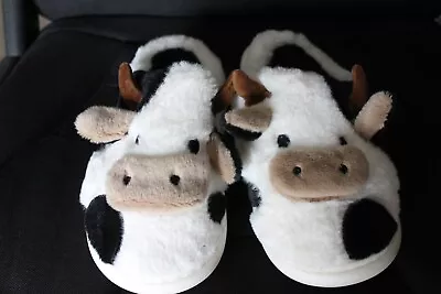 Buy Women Men Cute Cow Slippers Fluffy Warm Cozy Shoes Anti-slip Indoor Home Shoes - • 8.75£