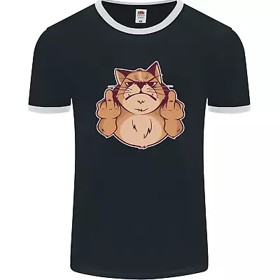 Buy Grumpy Cat Finger Flip Offensive Funny Mens Ringer T-Shirt FotL • 9.99£