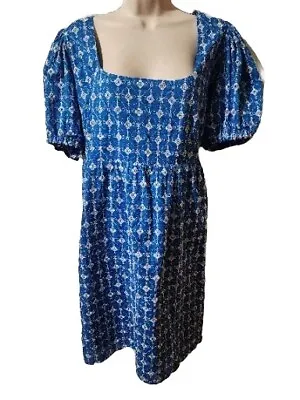 Buy Rhode Target Puff Sleeve Eyelet Babydoll Dress XL • 27.85£