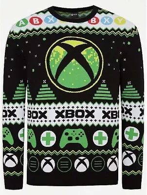 Buy New XBOX Gaming Black Fairisle Men Christmas Jumper Size L Large Chest 107-112cm • 22.99£