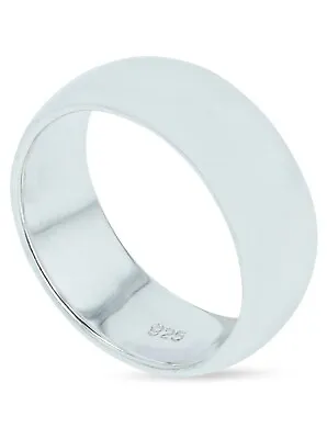 Buy  MENS Sterling Silver Band Polished Ring  8MM Wide Sizes G-Z 20 Different Sizes  • 19.99£